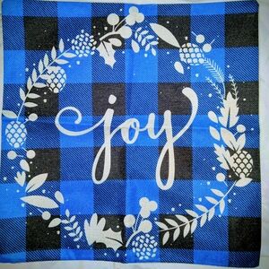 Festive Blue and Black Plaid Holiday Pillow Cover